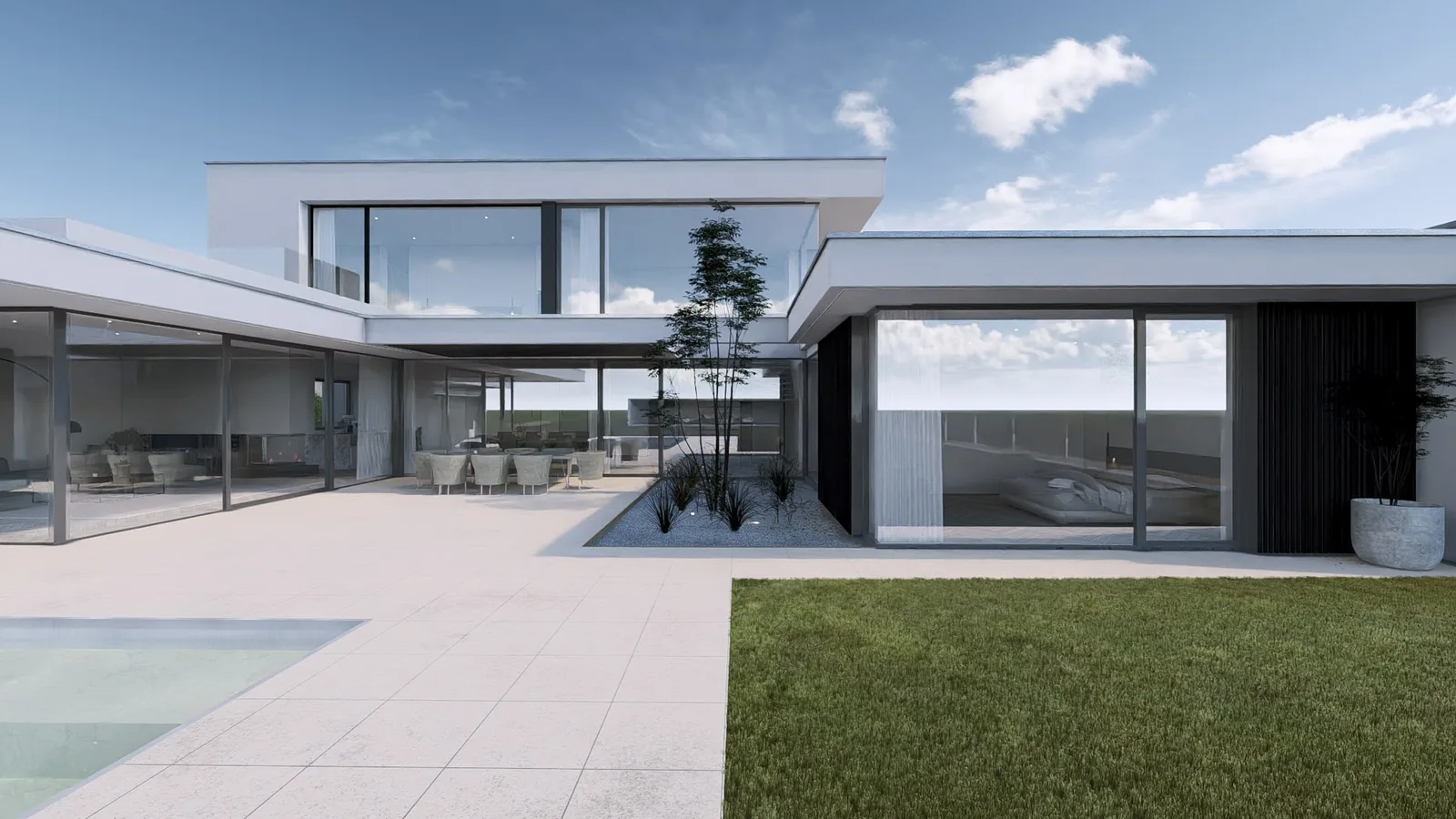 Haus WS: Einfamilienhaus mit Gartenhof und Pool