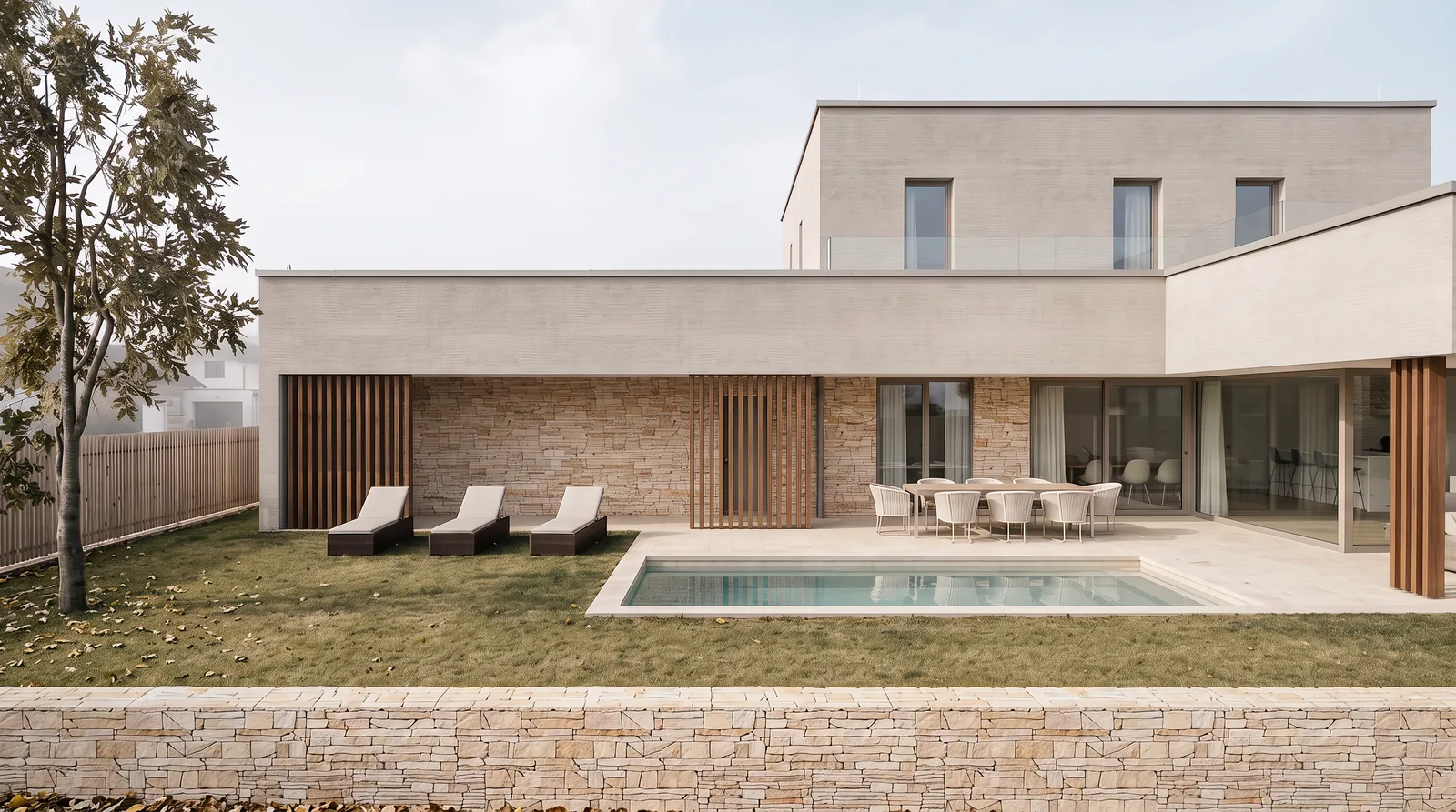 Haus W2: Einfamilienhaus mit Gartenhof und Pool
